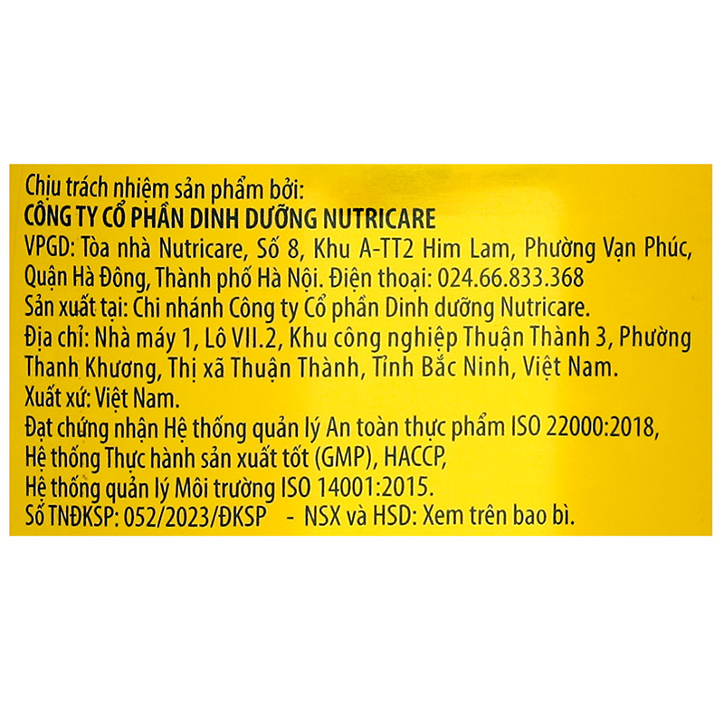 Sữa bột MetaCare Opti 1+ (sữa non) 850g (1 - 2 tuổi) 12