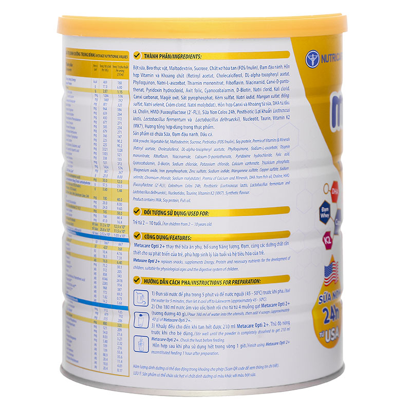 Combo 3 sữa bột MetaCare Opti 2+ (sữa non) 850g (2 - 10 tuổi) 4