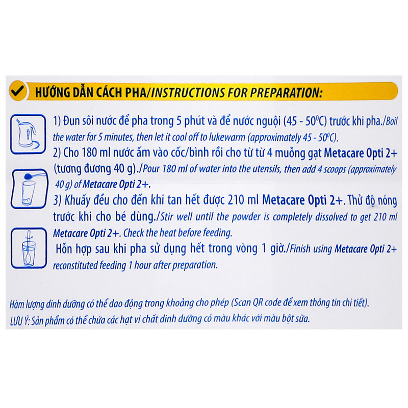 Combo 3 sữa bột MetaCare Opti 2+ (sữa non) 850g (2 - 10 tuổi) 10