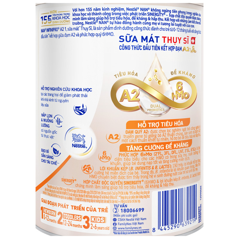 Sữa bột NAN InfiniPro A2 6HMO số 1 (đạm quý A2) 400g (0 - 12 tháng) - Giao bao bì ngẫu nhiên 7