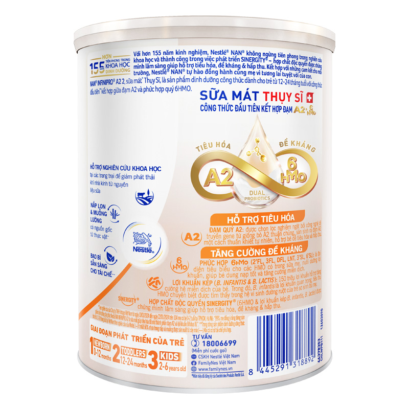 Sữa bột NAN InfiniPro A2 6HMO số 2 (đạm quý A2) 400g (1 - 2 tuổi) - Giao bao bì ngẫu nhiên 3