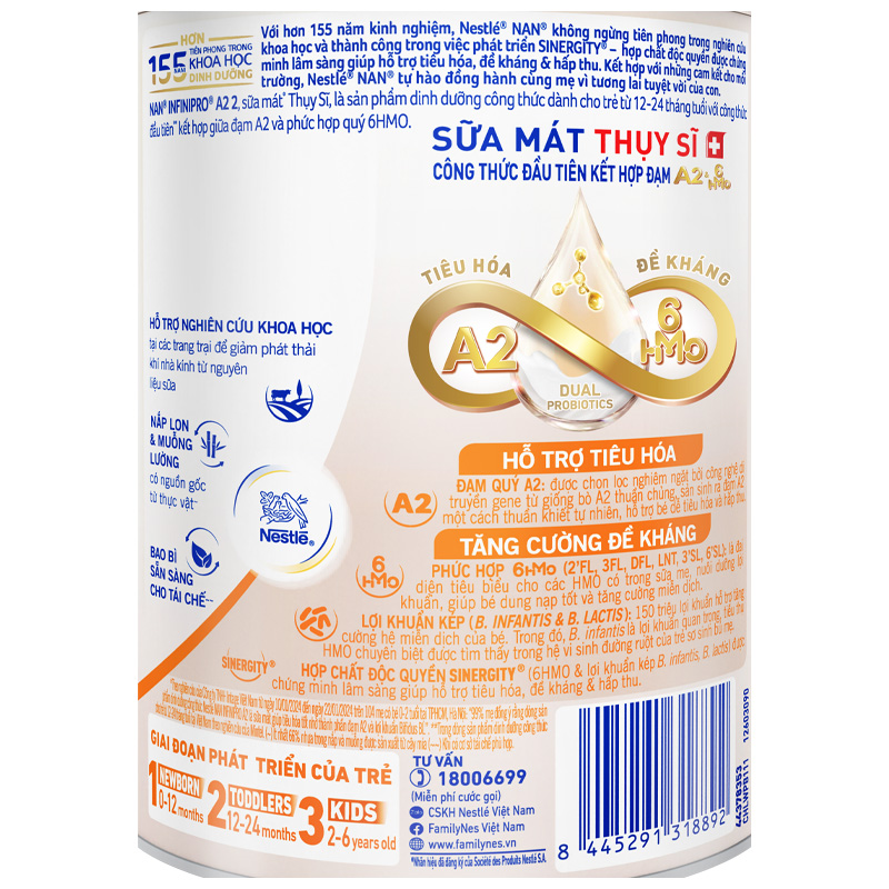Sữa bột NAN InfiniPro A2 6HMO số 2 (đạm quý A2) 400g (1 - 2 tuổi) - Giao bao bì ngẫu nhiên 7