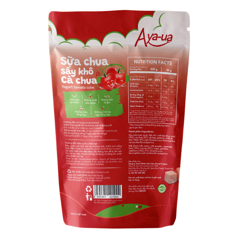 Sữa chua khô sấy thăng hoa vị cà rốt Aya-ua gói 16g (từ 8 tháng) 18