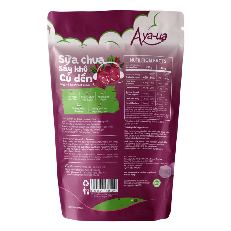 Sữa chua khô sấy thăng hoa vị cà rốt Aya-ua gói 16g (từ 8 tháng) 14