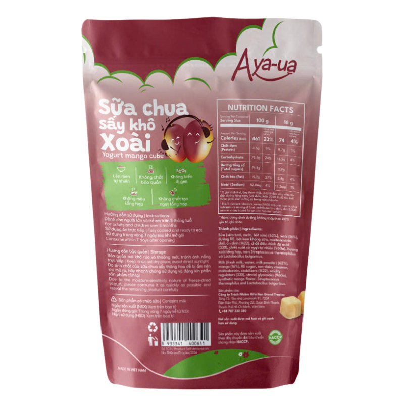 Sữa chua khô sấy thăng hoa vị cà rốt Aya-ua gói 16g (từ 8 tháng) 30