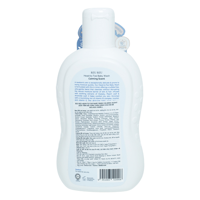 Sữa tắm & gội 2in1 cho bé BZU BZU hương dịu nhẹ 600 ml (0 - 3 tuổi) 6