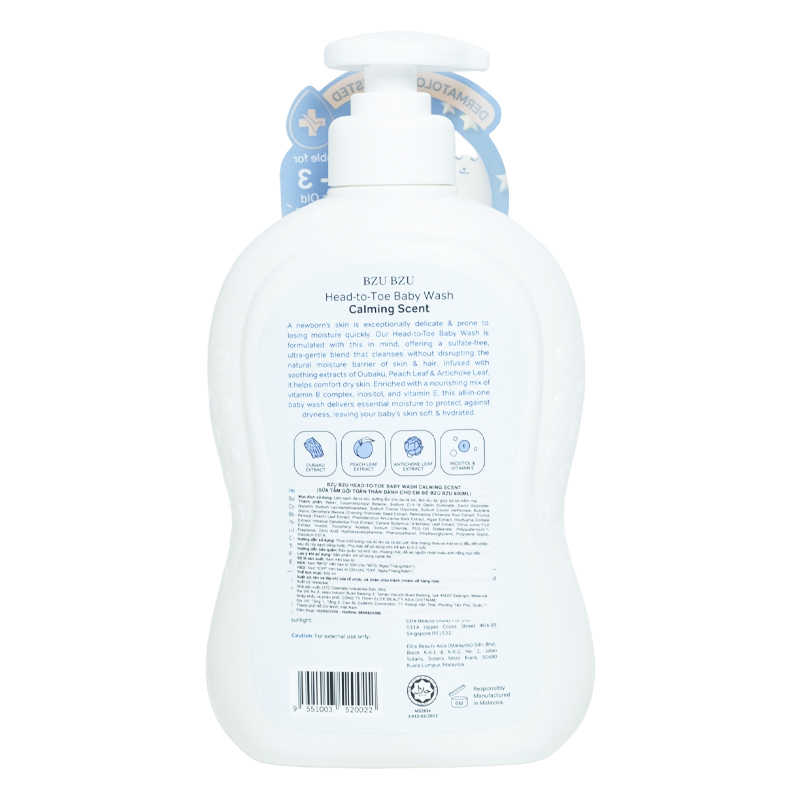 Sữa tắm & gội 2in1 cho bé BZU BZU hương dịu nhẹ 600 ml (0 - 3 tuổi) 2