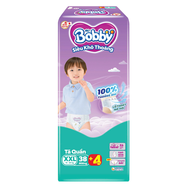 Tã quần Bobby size XXL 38 + 4 miếng (15 - 25 kg) - Giao bao bì ngẫu nhiên
