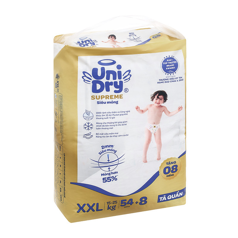 Tã quần Unidry Supreme Thin & Soft size L 68 + 8 miếng (9 - 14 kg) 48