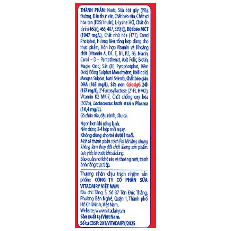 Lốc 4 hộp sữa non pha sẵn Colos Gain hương vani 110 ml (từ 1 tuổi) - Giao bao bì ngẫu nhiên 23