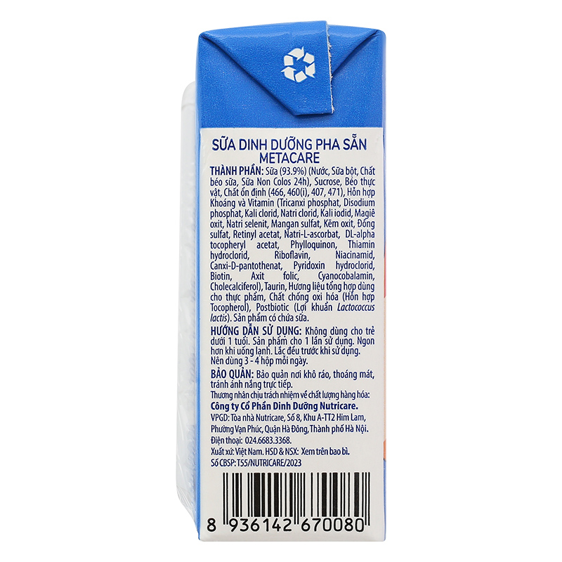 Thùng 48 hộp sữa non pha sẵn MetaCare Eco 110 ml (từ 1 tuổi) 11
