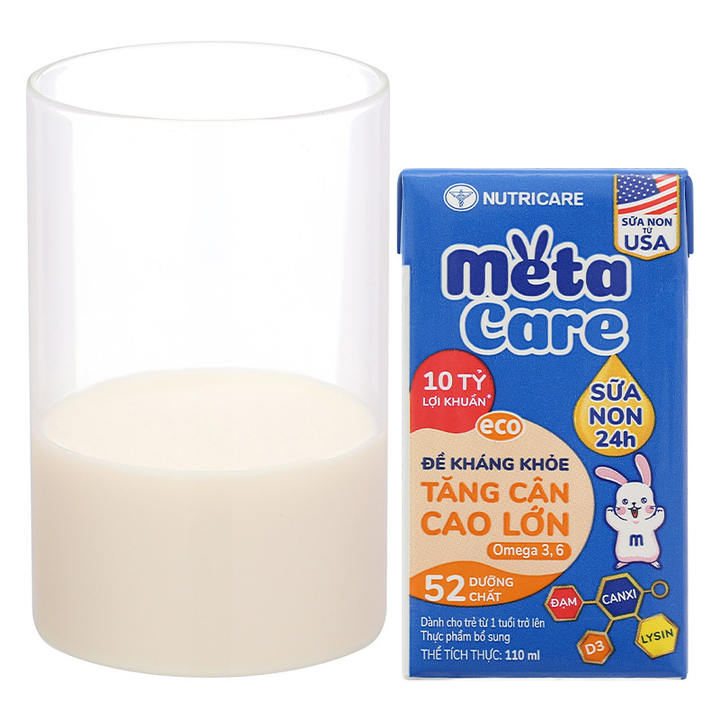 Thùng 48 hộp sữa non pha sẵn MetaCare Eco 110 ml (từ 1 tuổi) 12