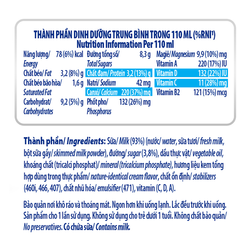Lốc 4 hộp sữa tươi tiệt trùng Dutch Lady cao khỏe có đường 110 ml (từ 1 tuổi) 6