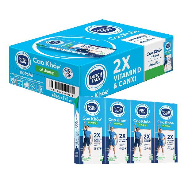 Thùng 48 hộp sữa tươi tiệt trùng Dutch Lady cao khỏe có đường