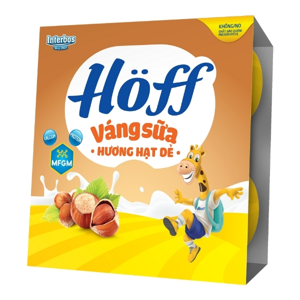 Lốc 4 hũ váng sữa Hoff vị hạt dẻ 55g (từ 6 tháng) giàu canxi, bổ sung chất béo cần thiết cho bé - AVAKids.com