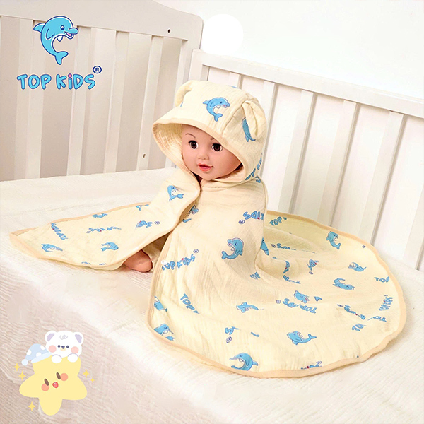 Áo choàng unisex TOP KIDS cotton muslin màu ngẫu nhiên