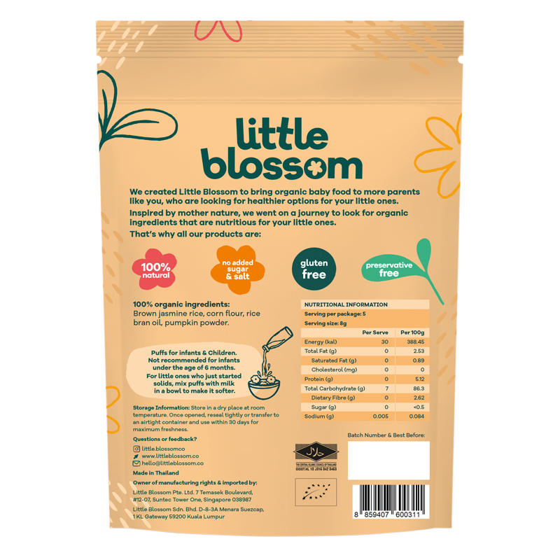 Bánh gạo lứt hữu cơ ăn dặm Little Blossom vị khoai lang tím 40g (từ 9 tháng) 8