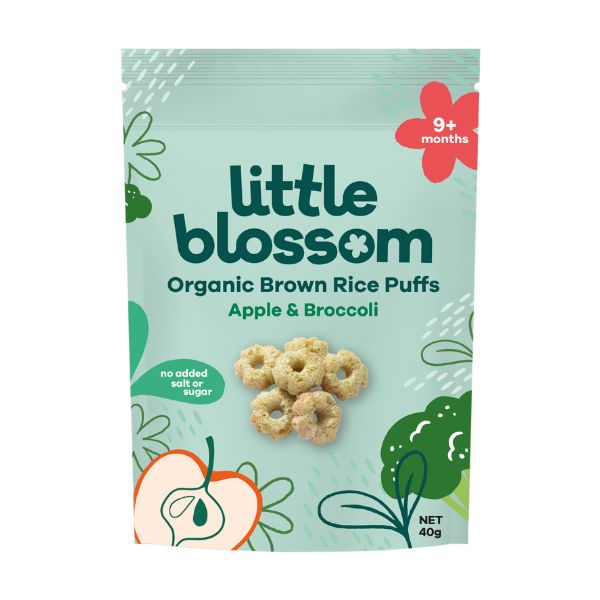 Bánh gạo lứt hữu cơ Little Blossom vị táo và bông cải xanh