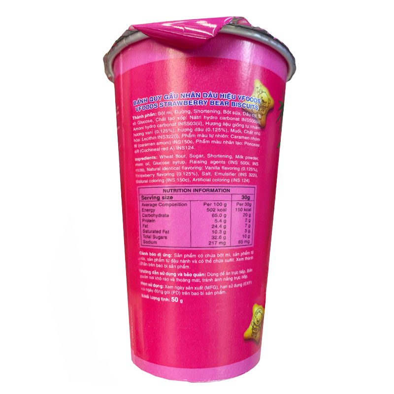 Bánh quy gấu đồ chơi khủng long VFOODS vị dâu ly 50g (từ 2 tuổi) 2