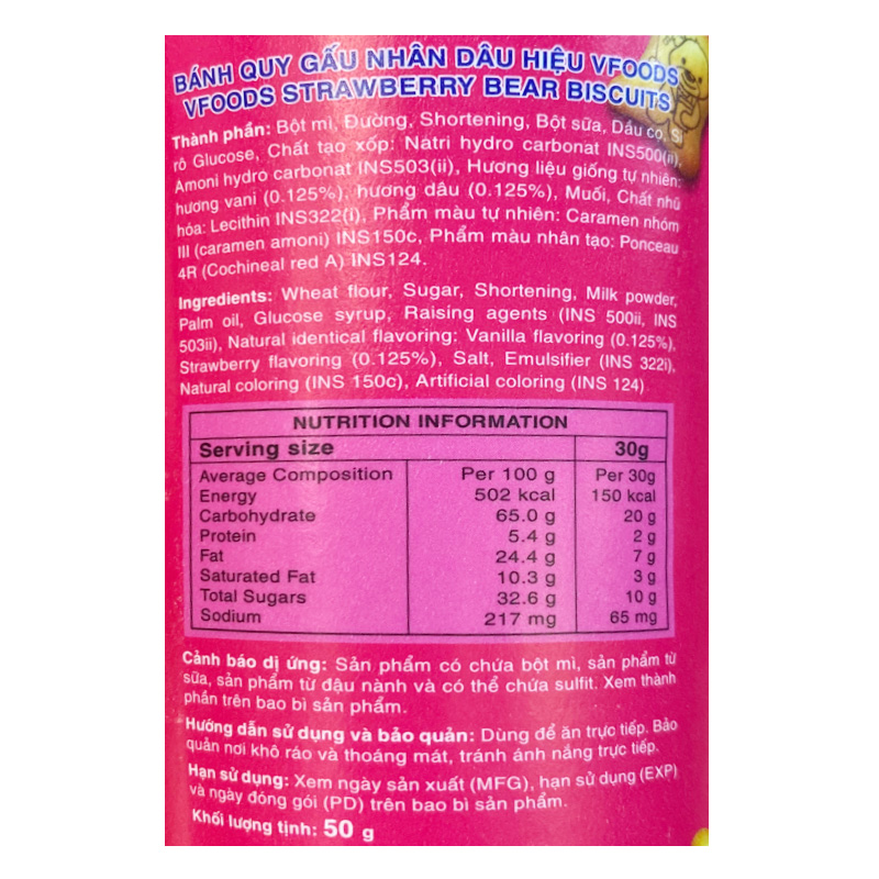 Bánh quy gấu đồ chơi khủng long VFOODS vị dâu ly 50g (từ 2 tuổi) 4