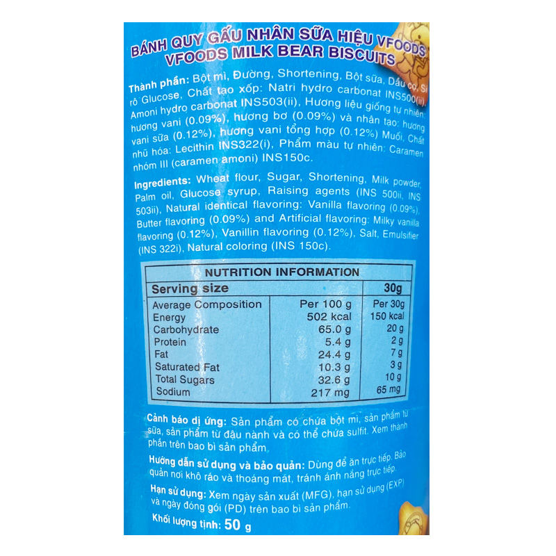 Bánh quy gấu đồ chơi khủng long VFOODS vị dâu ly 50g (từ 2 tuổi) 9