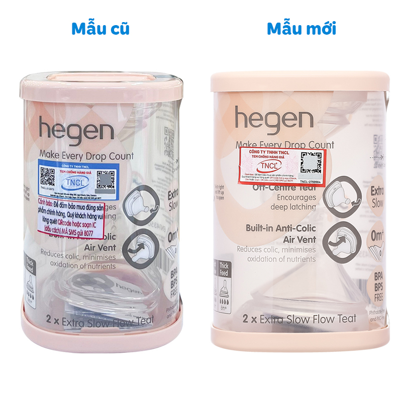 Bộ 2 núm ti Hegen cổ rộng size Extract Flow (0 - 1 tháng) 2