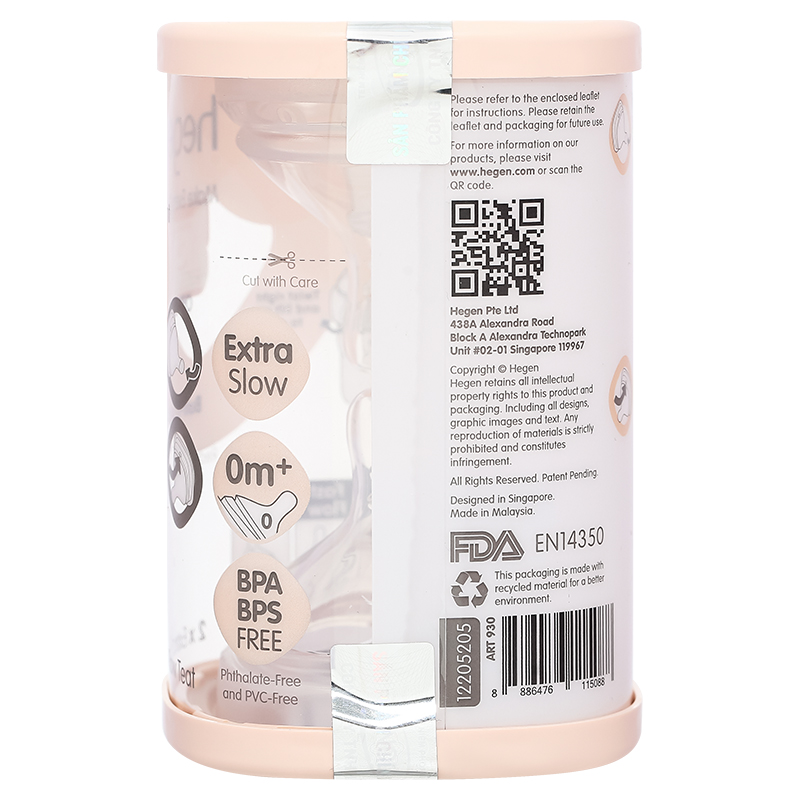 Bộ 2 núm ti Hegen cổ rộng size Extract Flow (0 - 1 tháng) 10