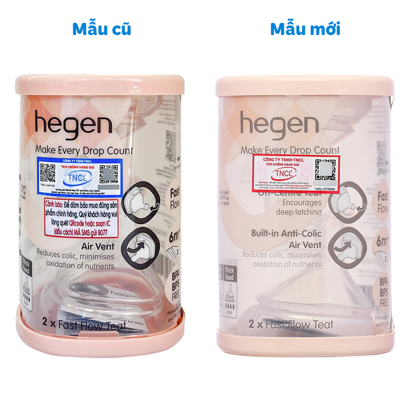 Bộ 2 núm ti Hegen cổ rộng size Extract Flow (0 - 1 tháng) 46