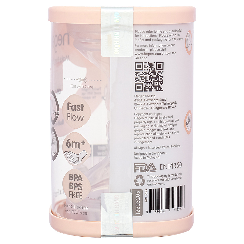 Bộ 2 núm ti Hegen cổ rộng size Extract Flow (0 - 1 tháng) 52