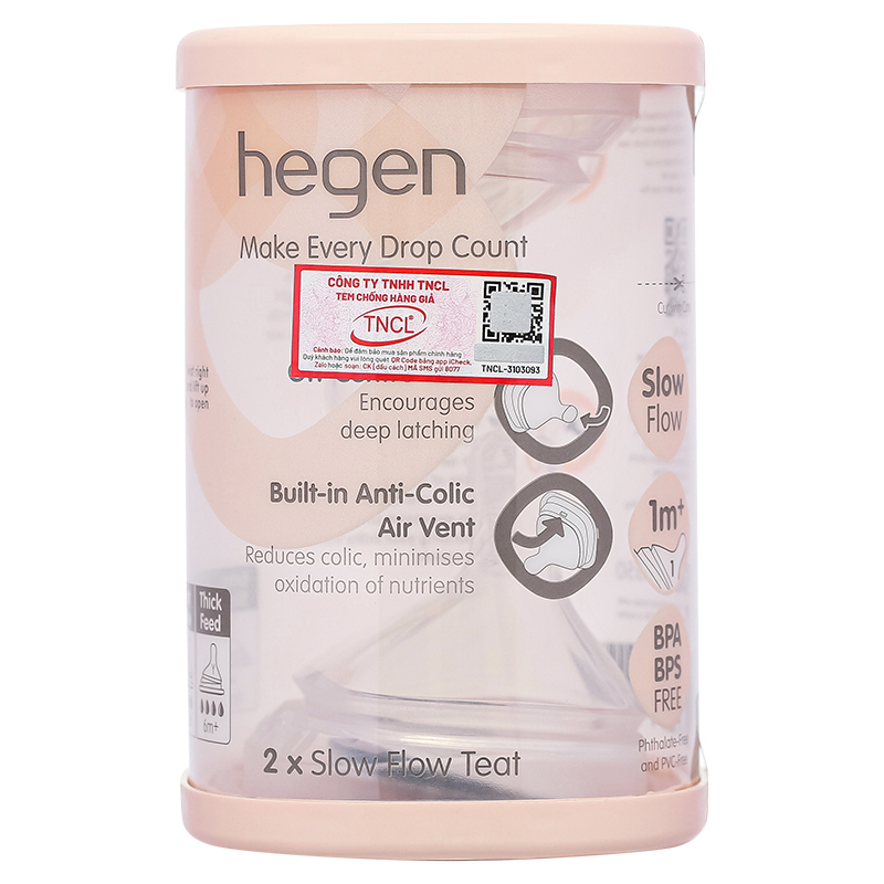 Bộ 2 núm ti Hegen cổ rộng size Extract Flow (0 - 1 tháng) 40