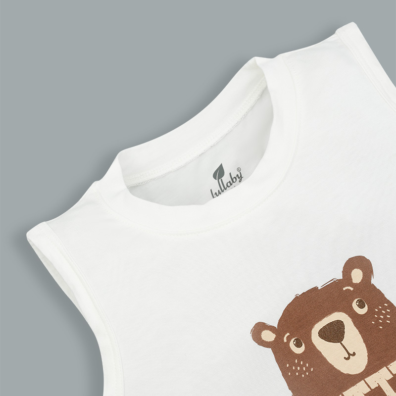 Bộ sát nách bé trai Lullaby NH372N màu trắng - nâu 4