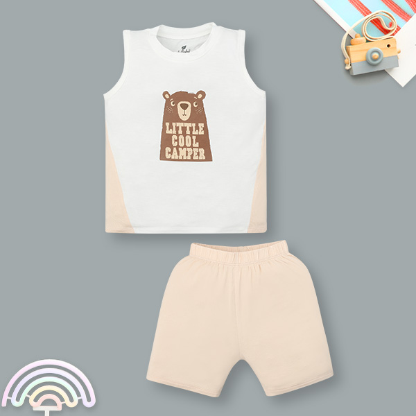 Bộ bé trai Lullaby bamboo trắng - nâu