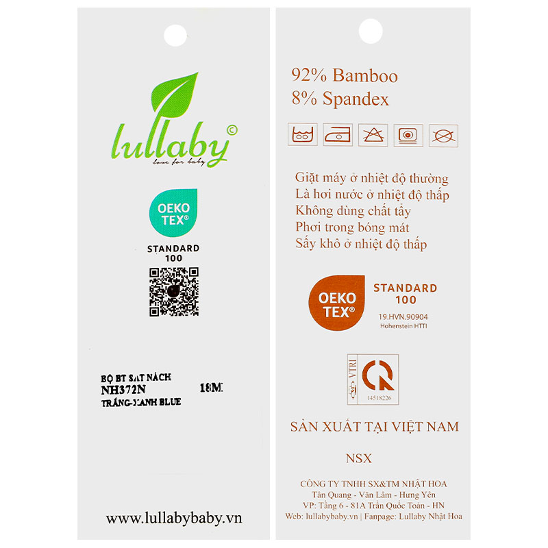 Bộ sát nách bé trai Lullaby NH372N màu trắng - nâu 24