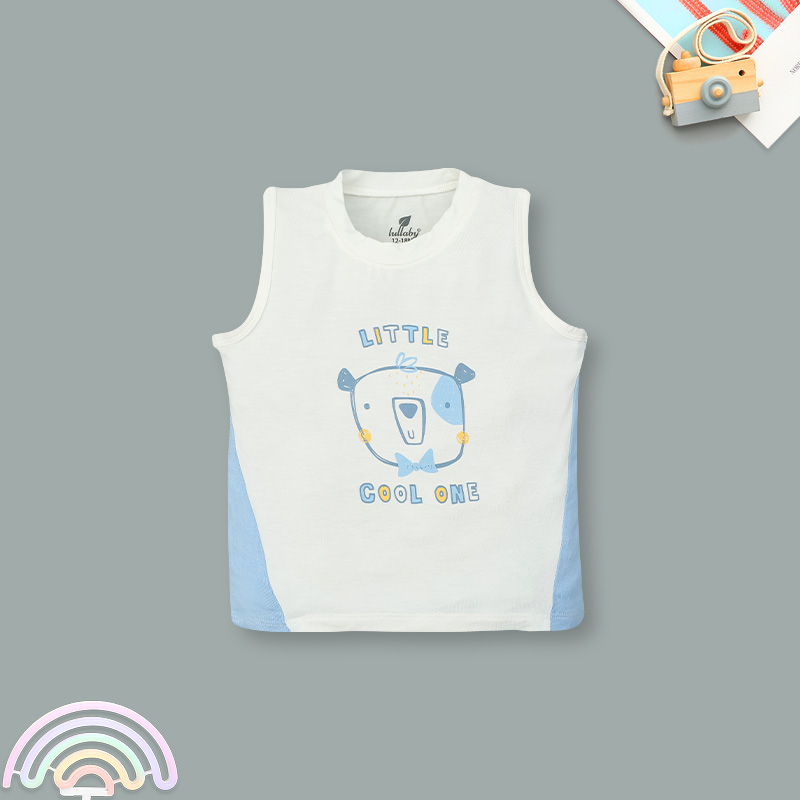 Bộ sát nách bé trai Lullaby NH372N màu trắng - nâu 14