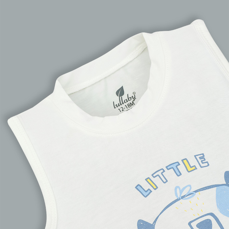 Bộ sát nách bé trai Lullaby NH372N màu trắng - nâu 16