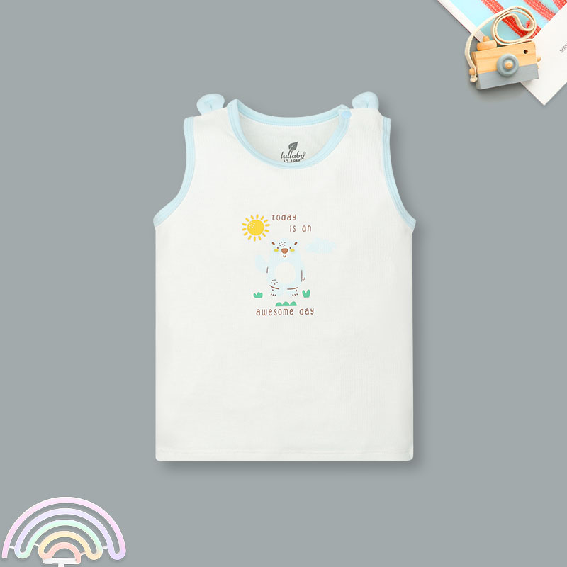 Bộ sát nách bé trai Lullaby NH345N màu trắng - xanh mint 15