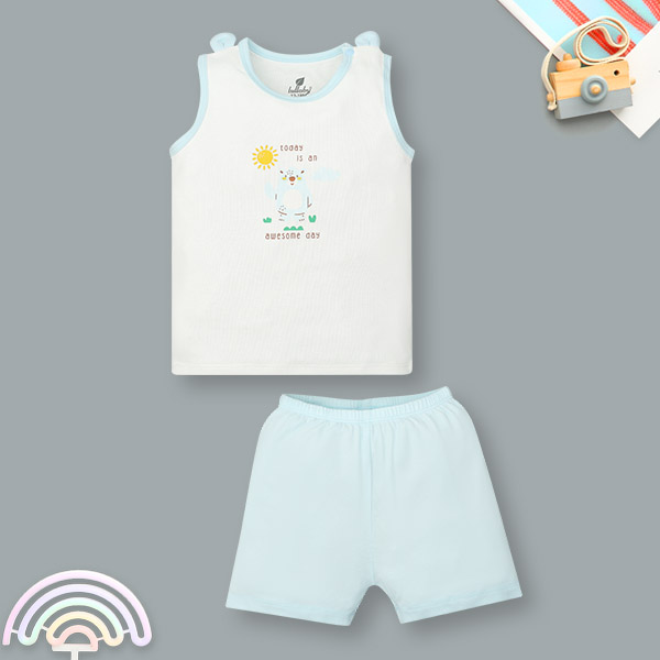 Bộ bé trai Lullaby bamboo trắng - xanh