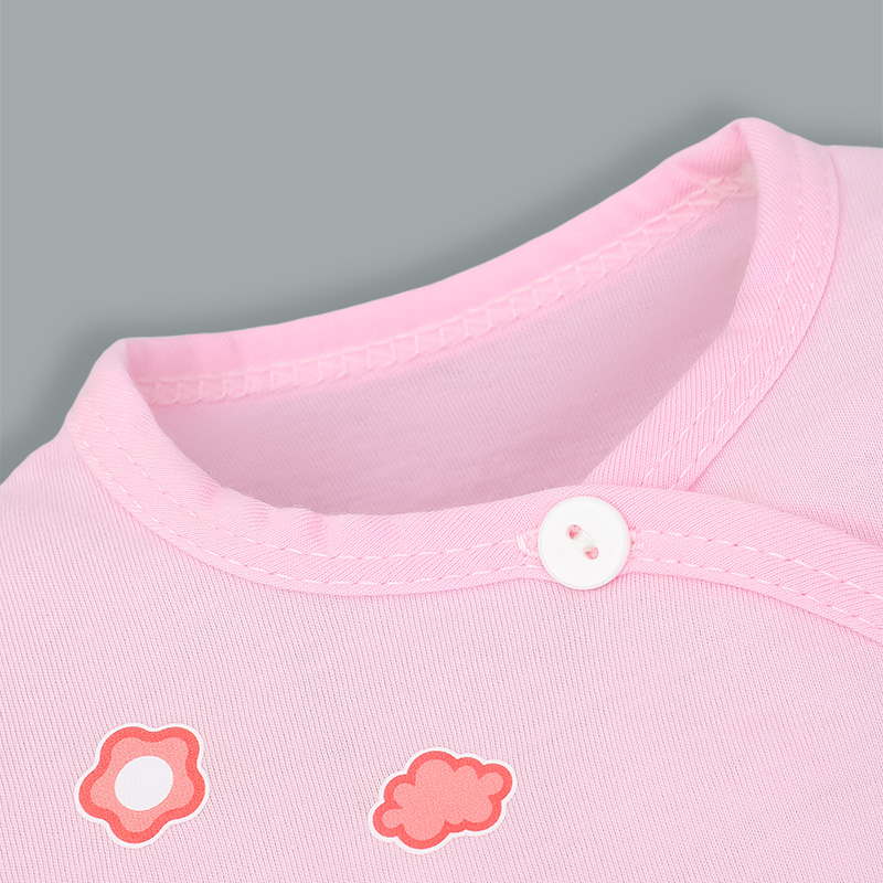 Bộ tay dài cài chéo in hình thú IQ Baby màu hồng 4