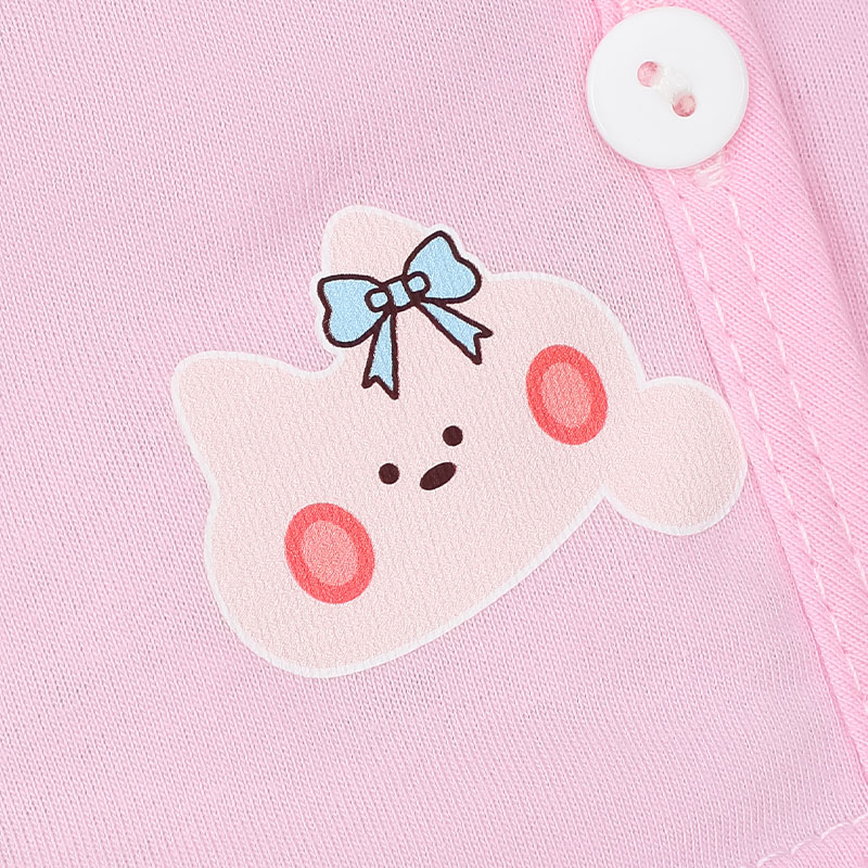Bộ tay dài cài chéo in hình thú IQ Baby màu hồng 7