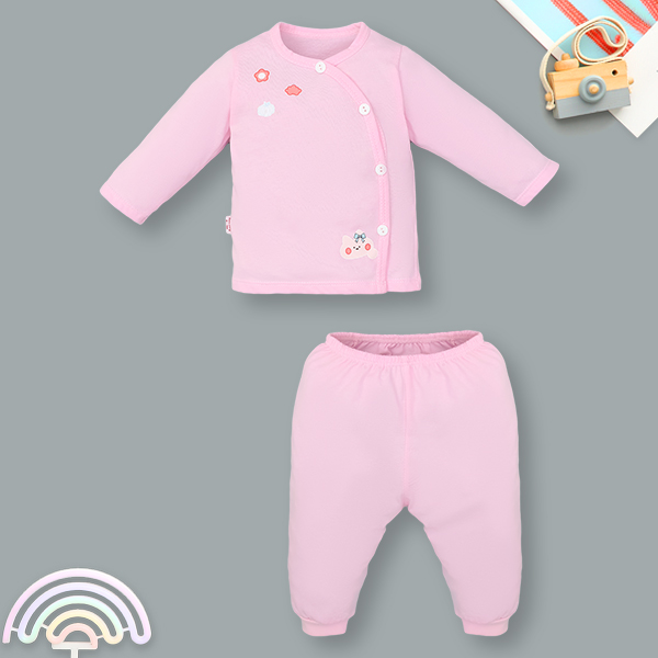Bộ tay dài unisex IQ Baby cotton hồng