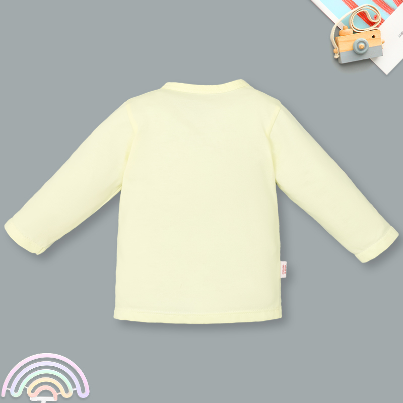 Bộ tay dài cài chéo in hình thú IQ Baby màu vàng 3