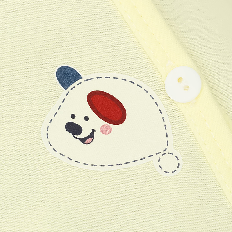 Bộ tay dài cài chéo in hình thú IQ Baby màu vàng 7