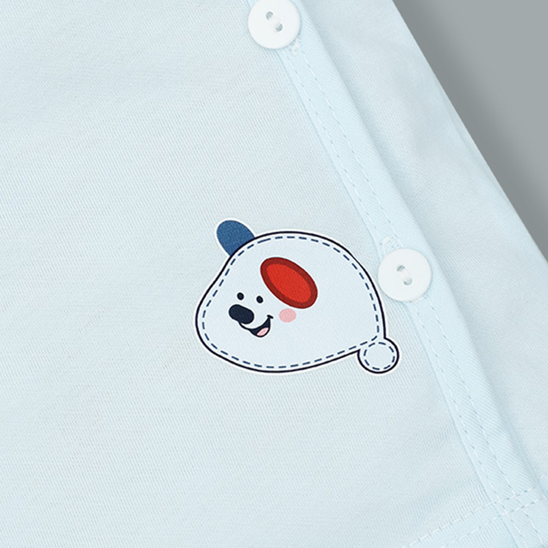 Bộ tay dài cài chéo in hình thú IQ Baby màu vàng 20