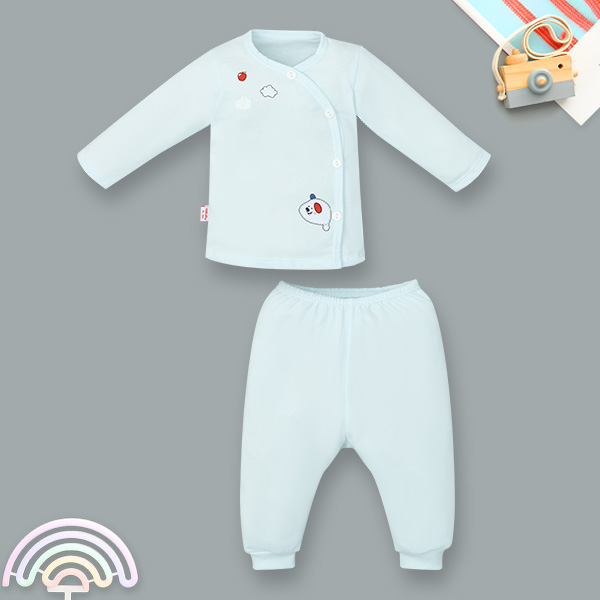 Bộ tay dài unisex IQ Baby cotton xanh