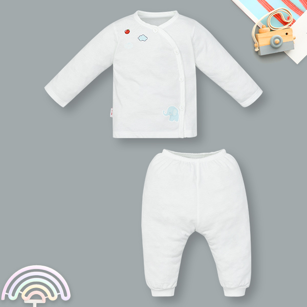 Bộ tay dài unisex IQ Baby cotton trắng