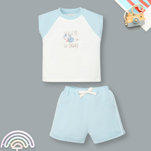 Bộ bé trai Lullaby bamboo kem - xanh