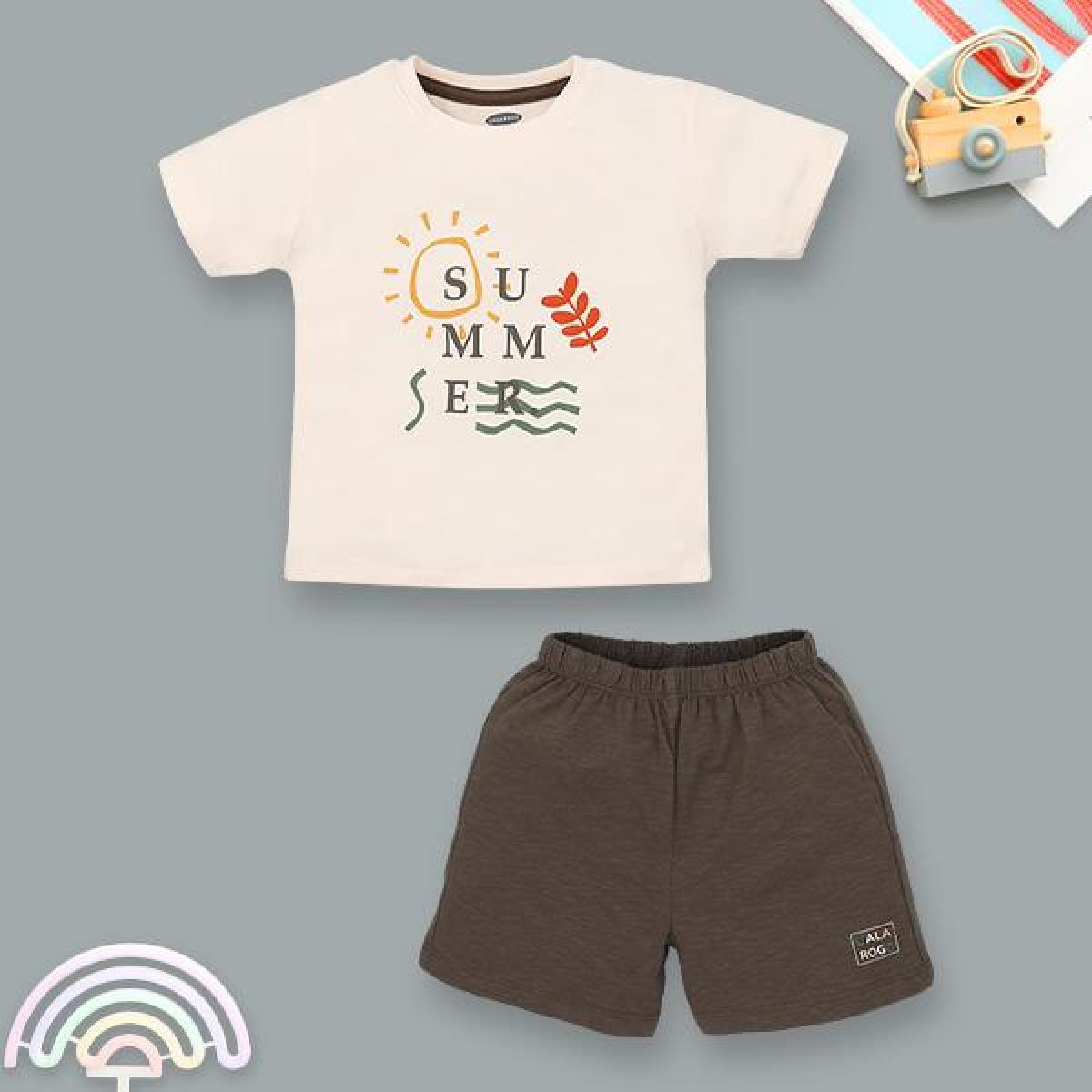 Bộ bé trai Ualarogo cotton nâu