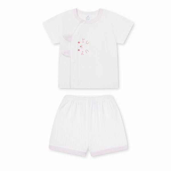 Bộ tay ngắn unisex La Pomme sợi tre trắng