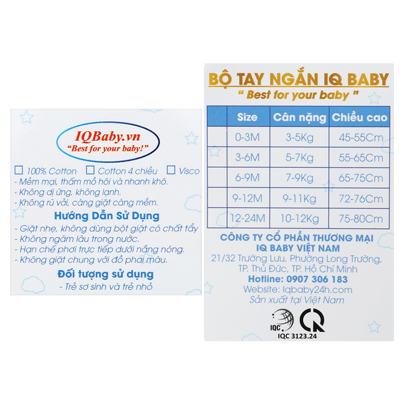 Bộ tay ngắn cài chéo in hình thú IQ Baby màu hồng 13