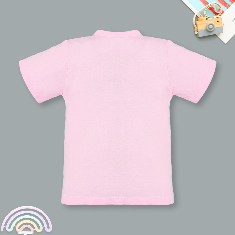 Bộ tay ngắn cài chéo in hình thú IQ Baby màu hồng 3